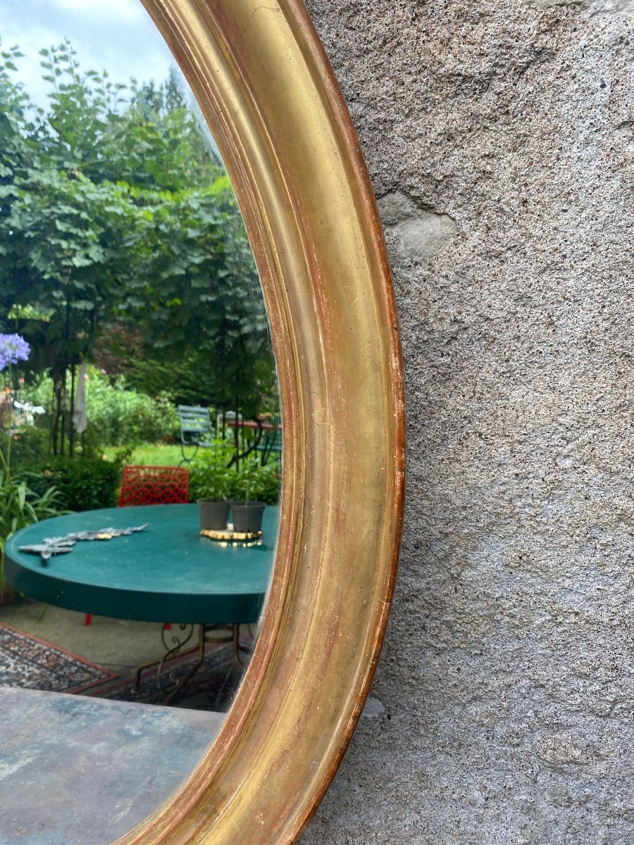 Nineteenth Century Golden Leaf Golden Oval Mirror-photo-3