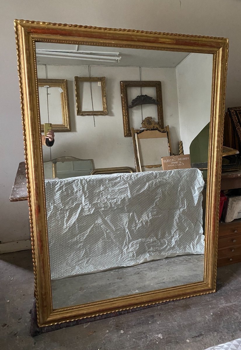 Louis-philippe Rectangular Mirror Gilded With Gold Leaf 181 X 129 Cm