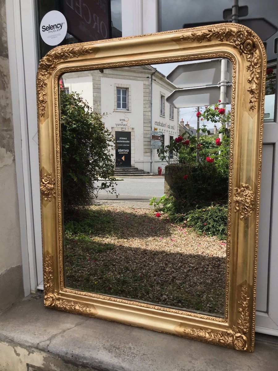 Miroir Louis Philippe Doré à La Feuille, 118 X 93 Cm-photo-2