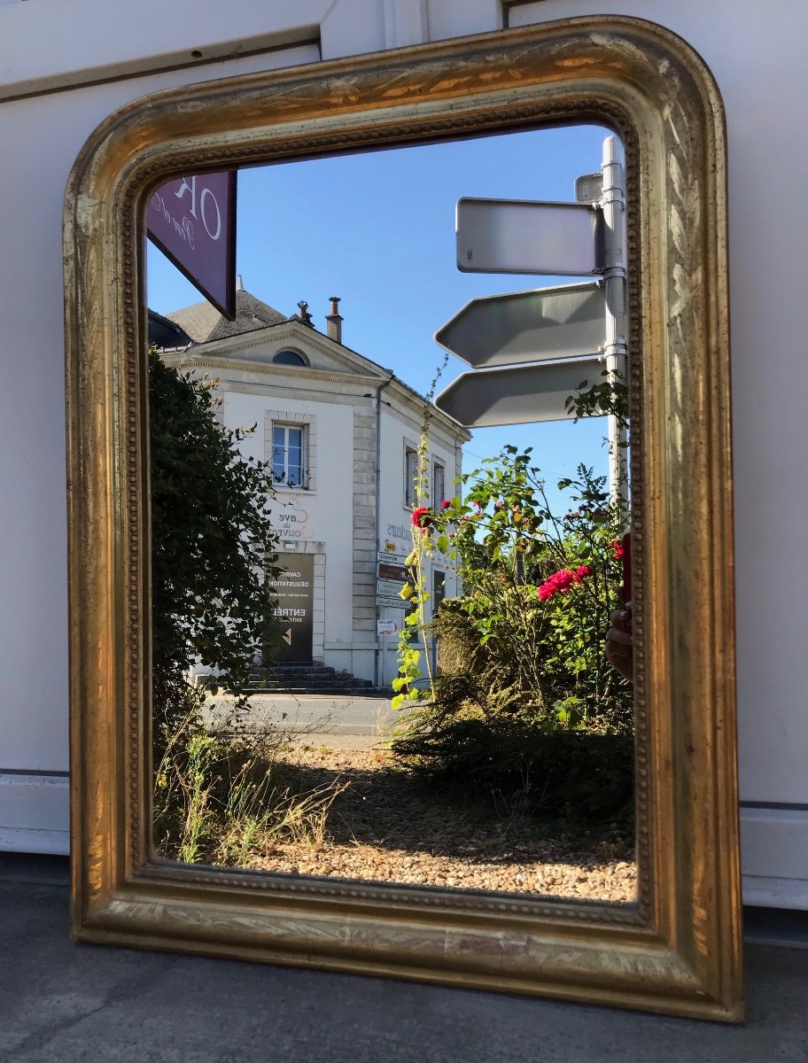 Miroir Louis-philippe Doré à La Feuille d'Or 73 X 54,5 Cm-photo-2