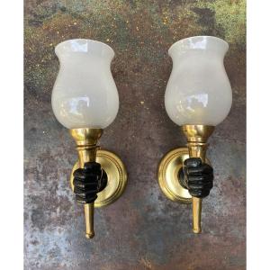 Pair Of Art Deco Hand Sconces