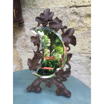 Crescent Moon Mirror, Carved Wood, Nineteenth