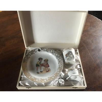Children's Plate And Egg Cup Box, Lucien Michelaud, Limoges