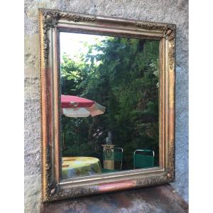 Restoration Period Mirror Gilded With Gold Leaf 79 X 53 Cm