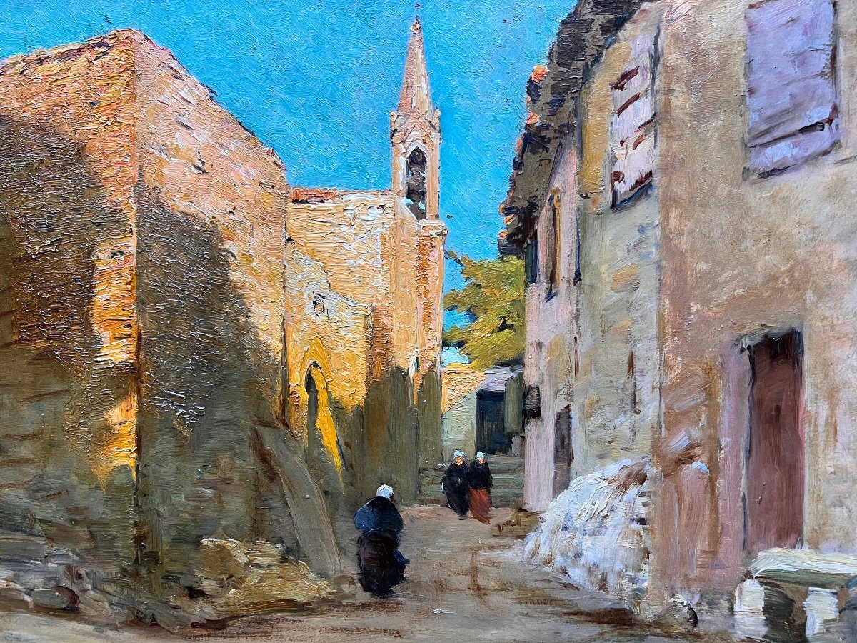 Charles Vionnet (1858-1923) Avignon Provence Le Village Des Angles-photo-3