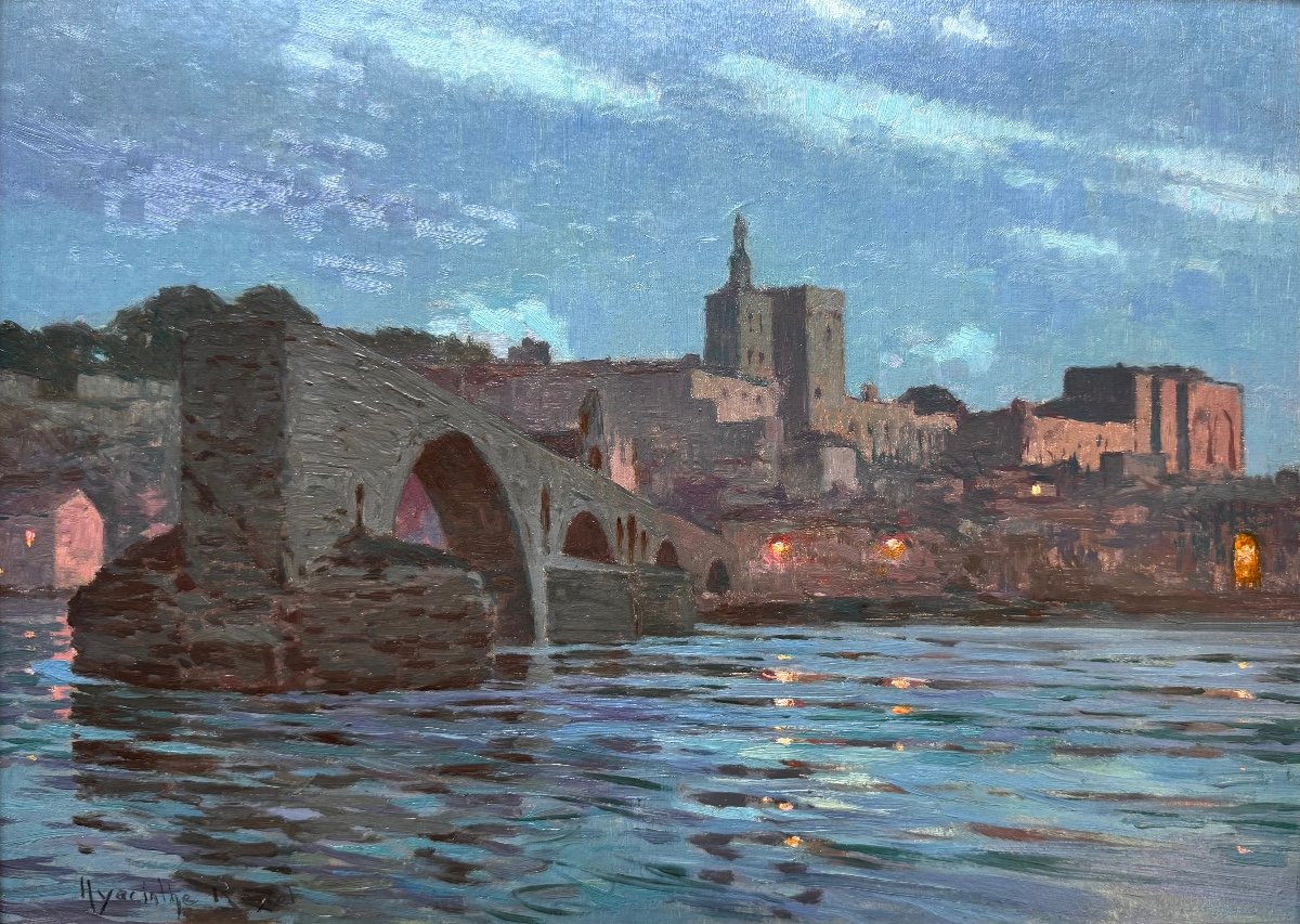 Hyacinthe Royet (1862-1926) Paris Provence Avignon Night Effect Pont Saint-bénézet-photo-4