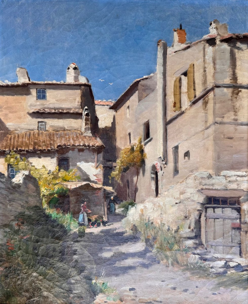 Paul Saïn (1853-1908) Provence Avignon Rue Roux-renard à Villeneuve-les-avignon