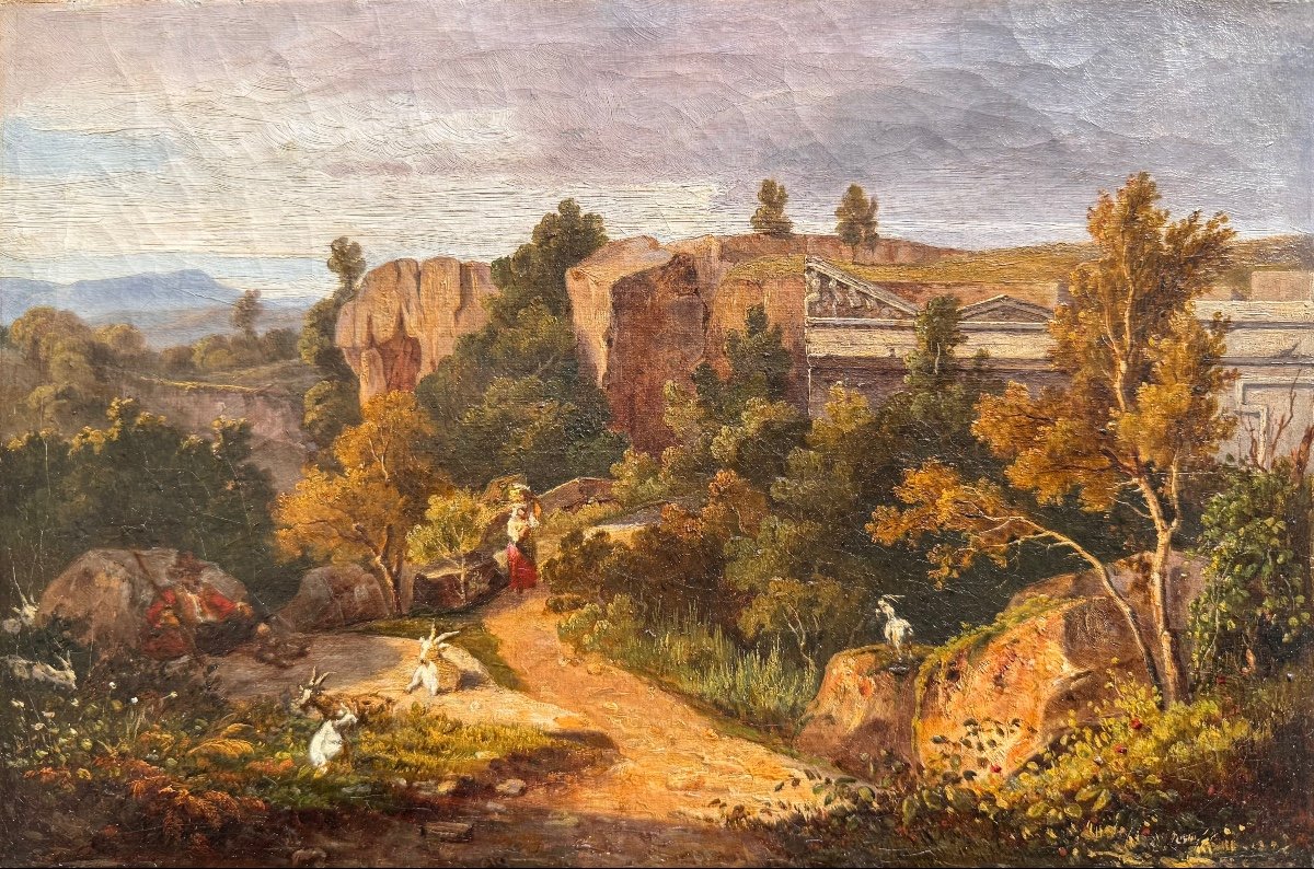 Ecole Italienne Du XIXè Siècle Paysage Peinture Néo-classique artiste à identifier-photo-1