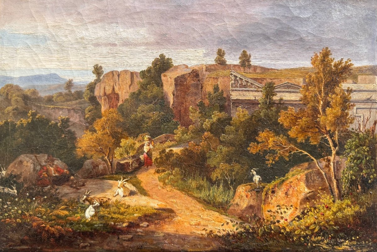 Ecole Italienne Du XIXè Siècle Paysage Peinture Néo-classique artiste à identifier