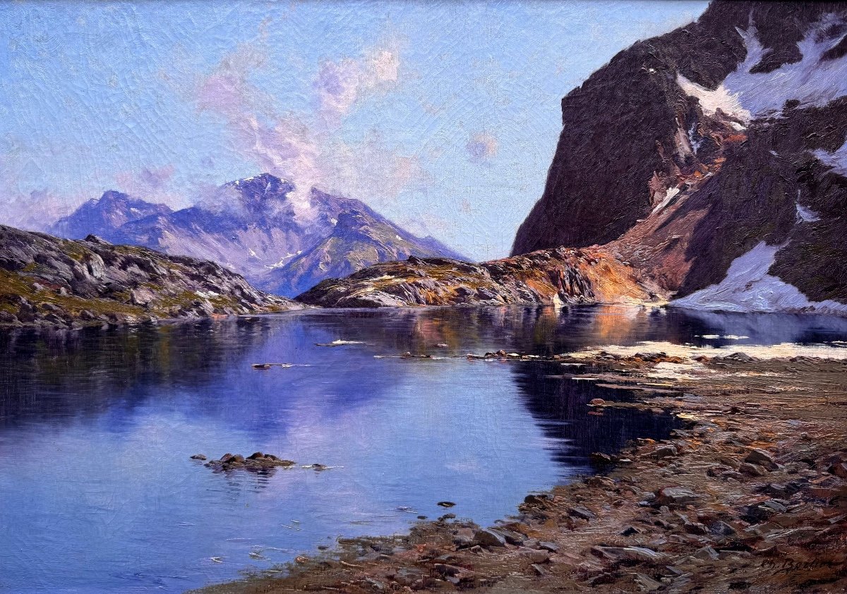 Charles Bertier (1860-1924) Grenoble Ecrins Le D&eacute;gel Du Lac De l&#039;Eychauda Massif Du Pelvoux