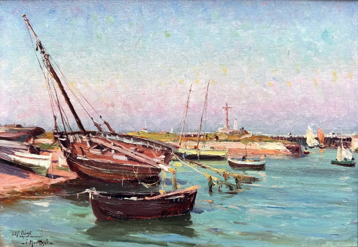 Louis Montagné (1879-1960) Provence Avignon Paris Calvados Le Port De Courseulles-sur-mer 1907