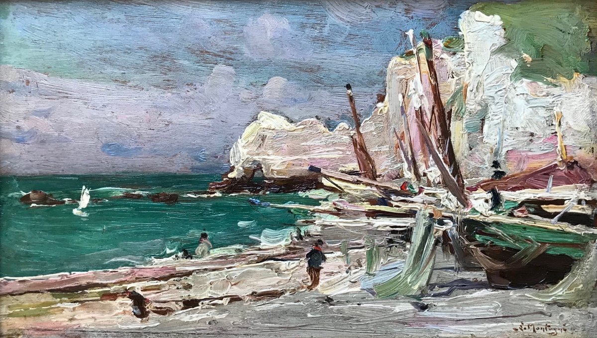 Louis Montagné (1879-1960) -avignon-provence-group Of Treize-avignon-plage In Etretat-normandie