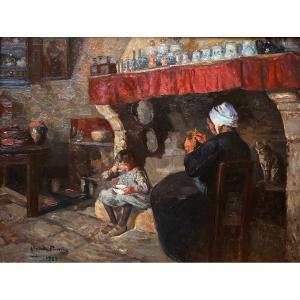 Claude Firmin (avignon 1864-avignon 1944)-old Provençal Fireplace, 1920