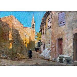 Charles Vionnet (1858-1923) Avignon Provence The Village Of Angles