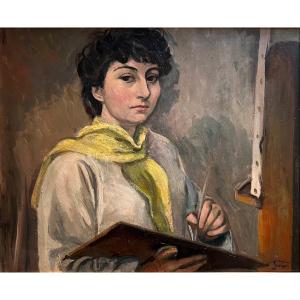 Germaine Lacaze (1908-1994) Woman Painter Paris School Self-portrait 1942
