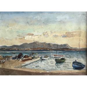 Edmond Ceria (1884-1955) Paris Evian Provence Marseille Marine Port Of Sanary