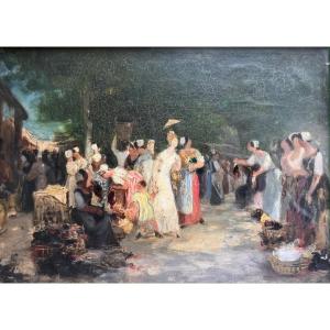 Pierre Grivolas (1823-1906) Avignon Market Scene In Provence
