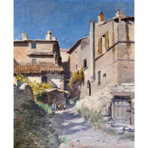 Paul Saïn (1853-1908) Provence Avignon Rue Roux-renard à Villeneuve-les-avignon