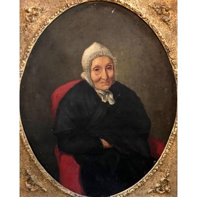 Léon Alègre (1813-1884)-artist From Bagnols Sur Cèze In The South Of France-portrait Of Mother