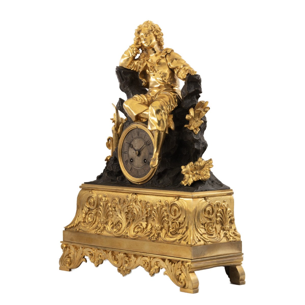 French Bronze Clock, “the Red Boy” Inspired By The Painting By Sir Thomas Lawrence-photo-2