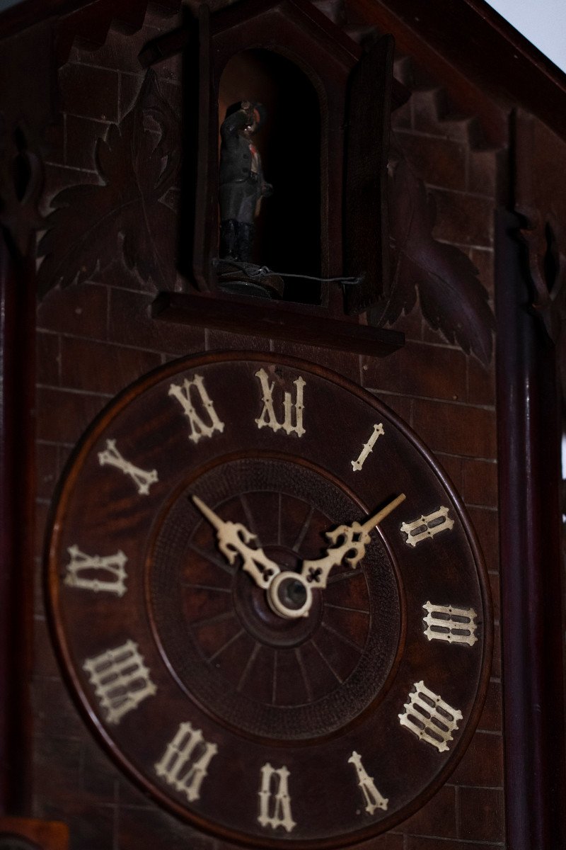 Carved Wooden Black Forest Cuckoo Clock - 19th Century-photo-3