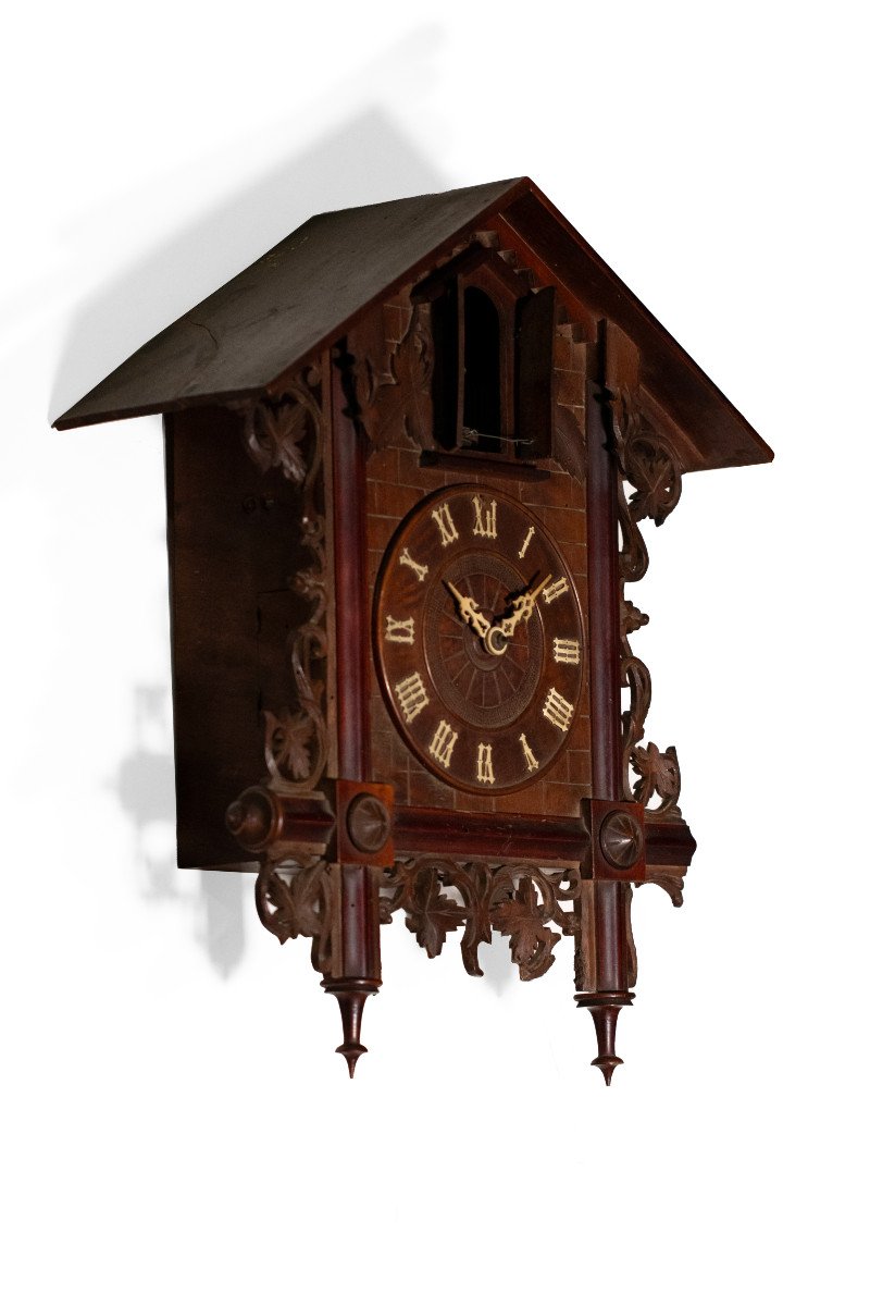 Carved Wooden Black Forest Cuckoo Clock - 19th Century-photo-4