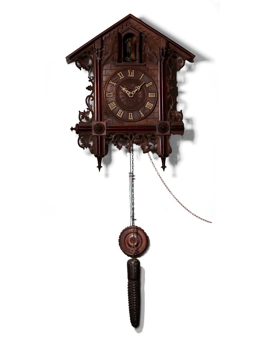 Carved Wooden Black Forest Cuckoo Clock - 19th Century