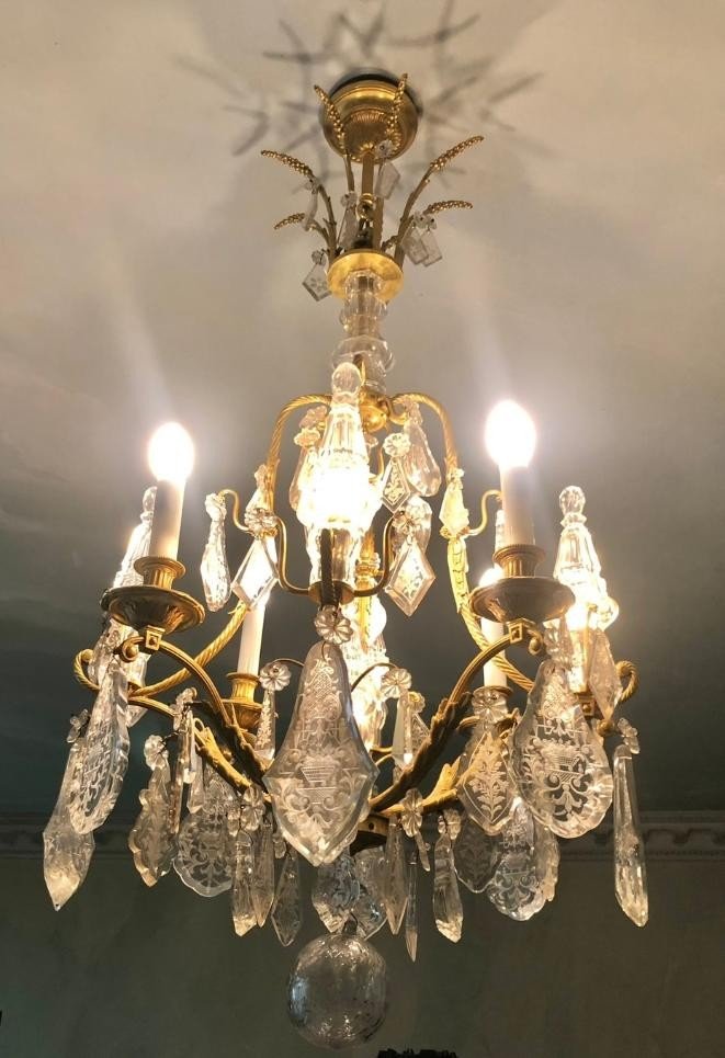 Large Chandelier 19th Gilded Bronze And Crystal