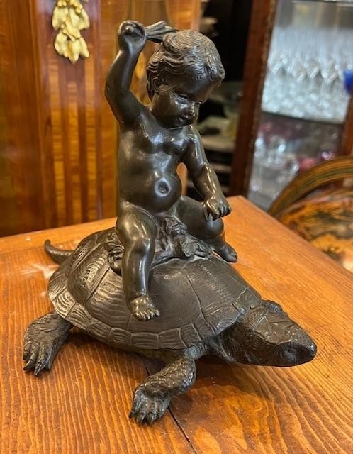 Bronze Child And Turtle