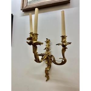 A Pair Of Chinese Bronze Wall Lamps