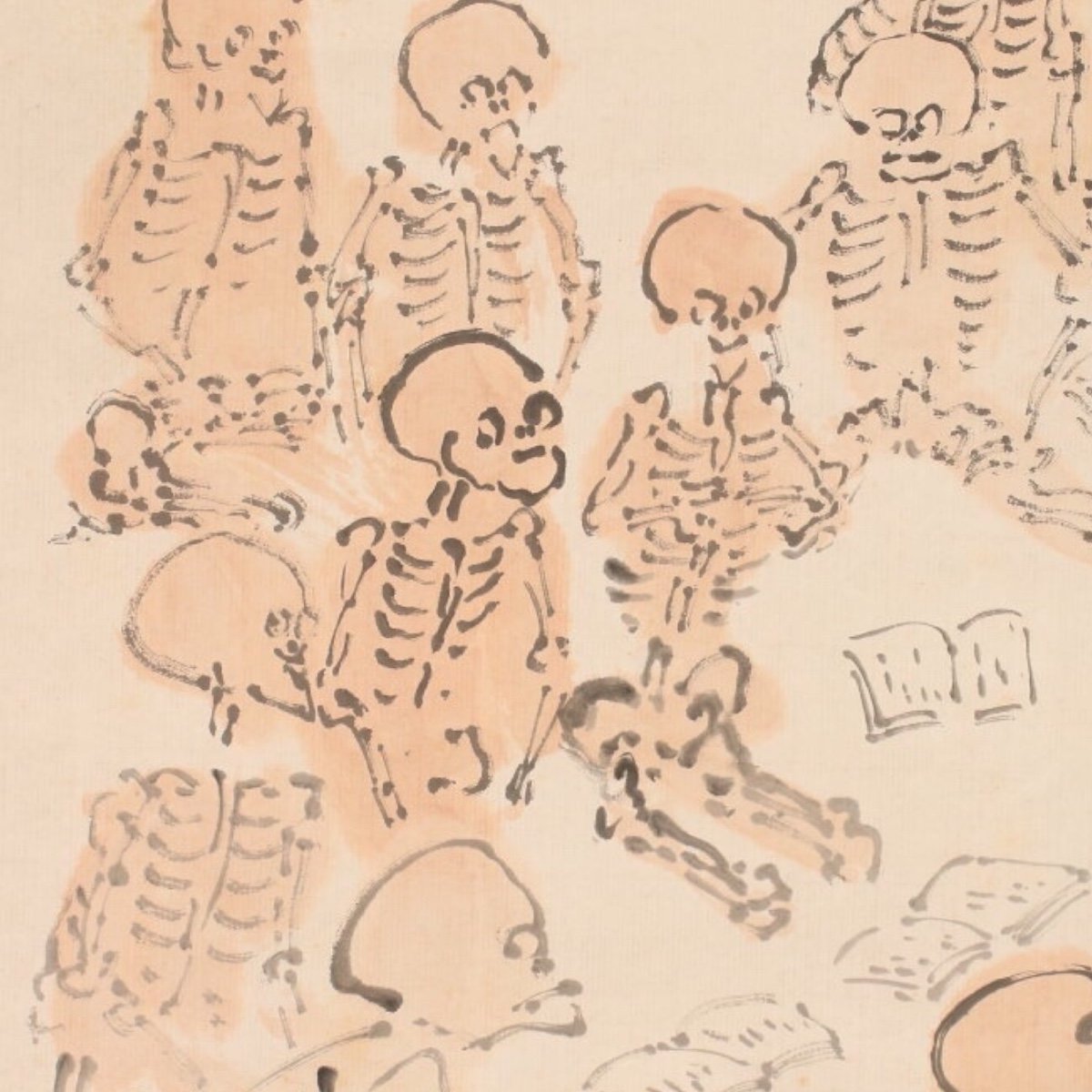 Skeletons Studying, Shaku Kaiyin, Japan Meiji Period-photo-3