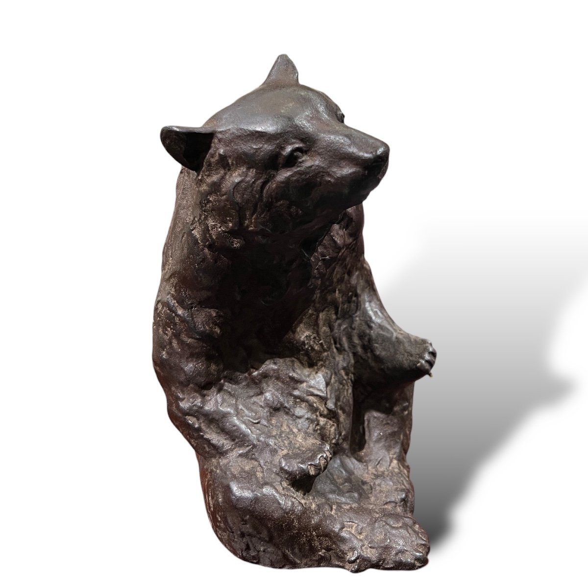 Japan, Japanese Animal Bronze, Seated Bear,  Signed Takabushi Onoda 1890-1955-photo-4