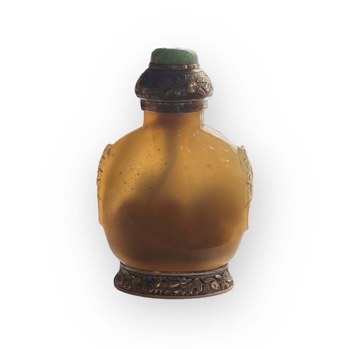 China, Agate Snuff Bottle, 19th Century, Silver Mounting From Maison Maquet Circa 1930-photo-3