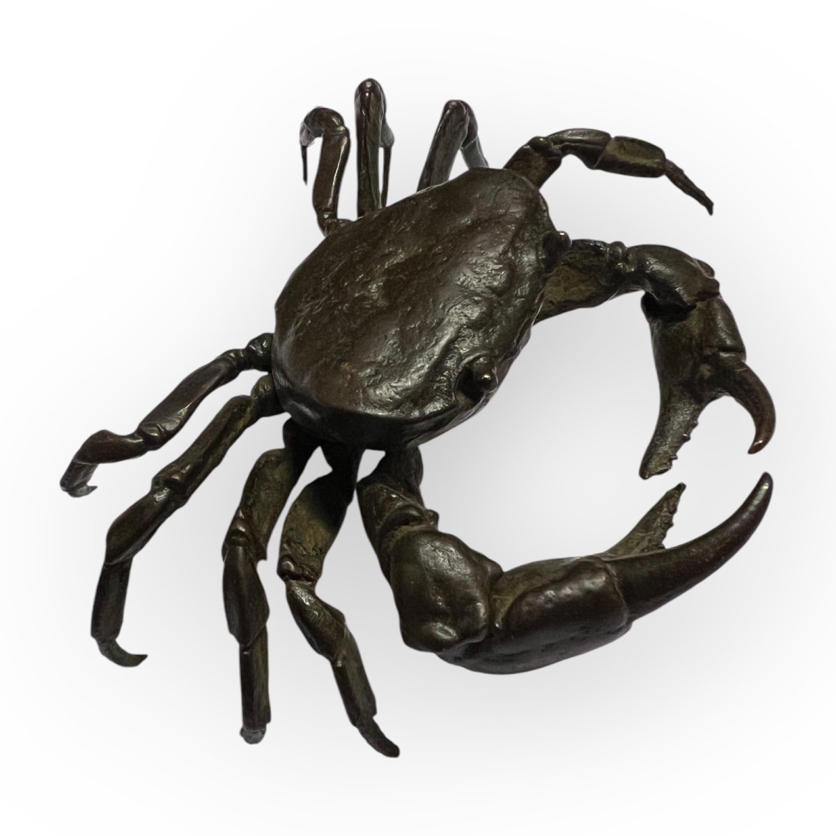 Japan, Articulated Bronze Crab Signed Yasunoke, Circa 1900.-photo-4