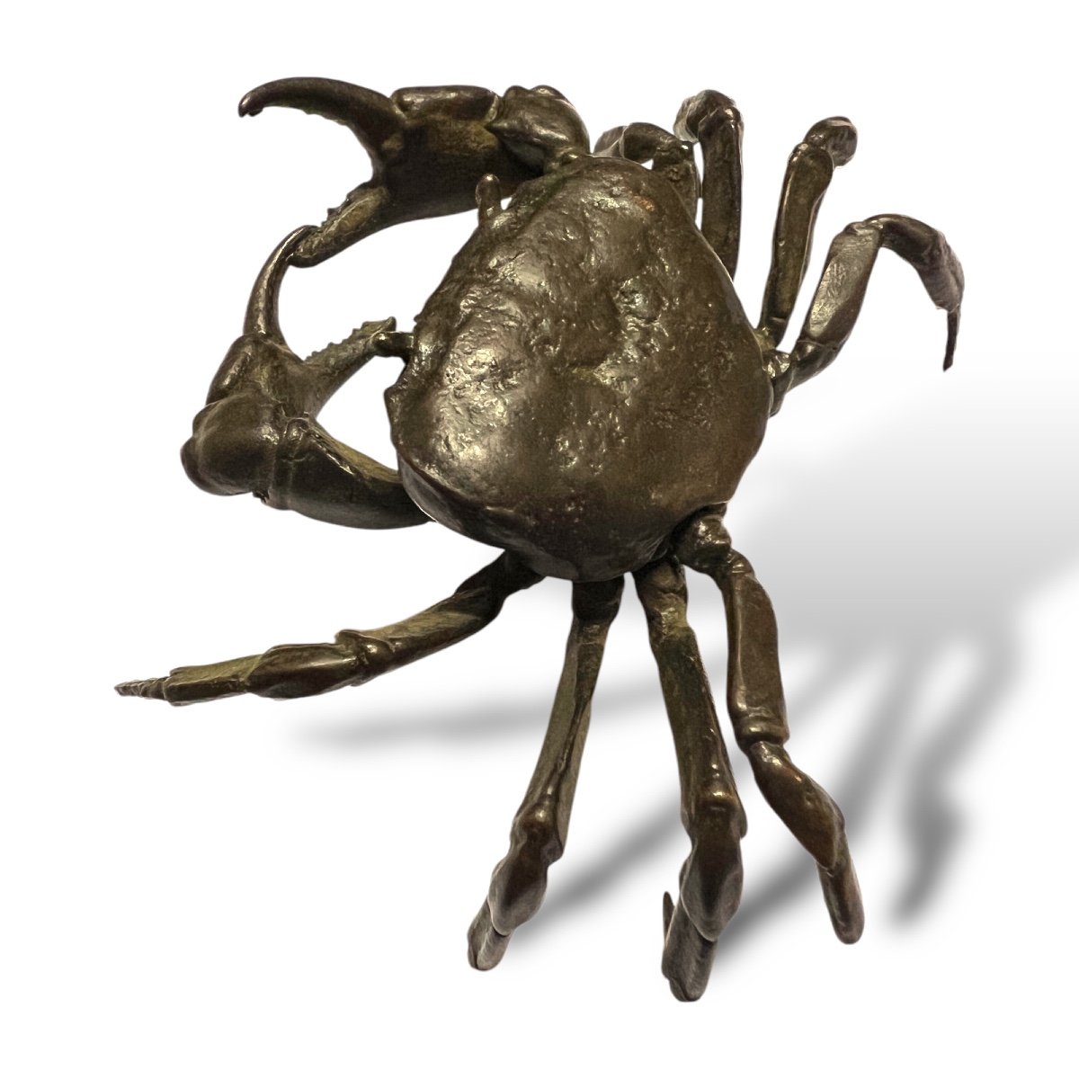 Japan, Articulated Bronze Crab Signed Yasunoke, Circa 1900.-photo-4