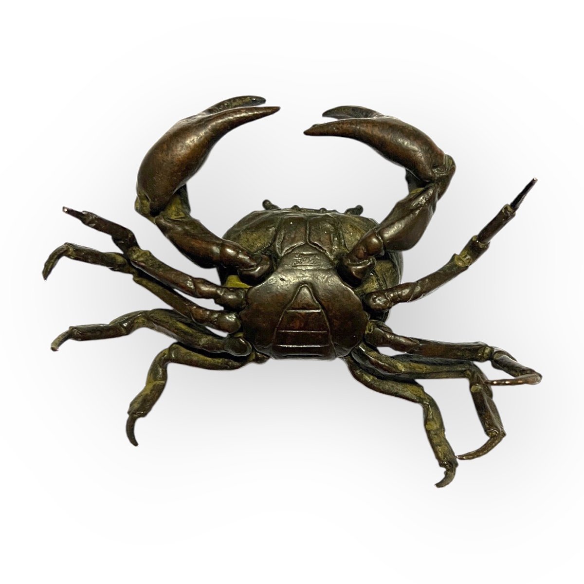 Japon, Crabe Articulé En Bronze Signé Yasunoke, Vers 1900.-photo-6