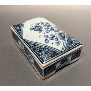 Boite En Porcelaine Bleu Blanc,  Chine, 19ème