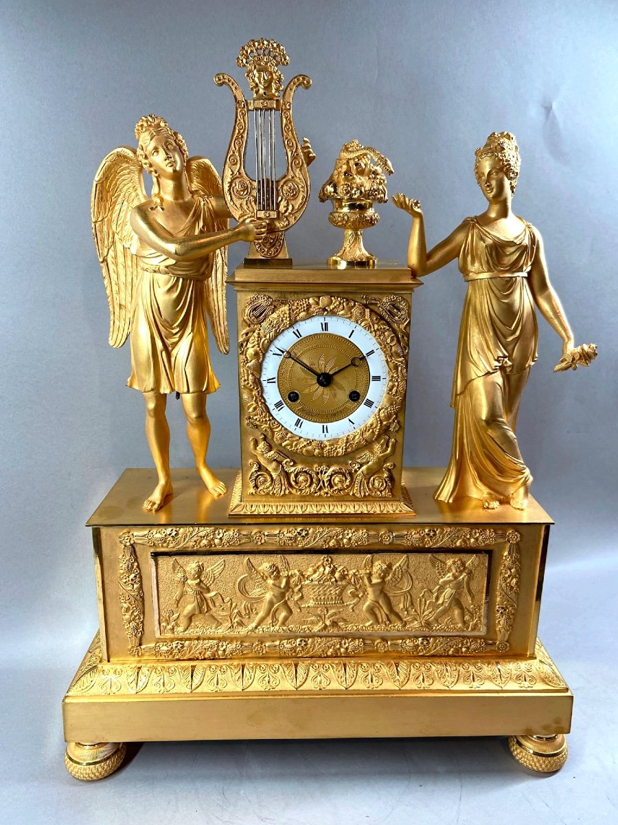 Magnificent Bronze Clock From The French Empire From 1810-photo-1