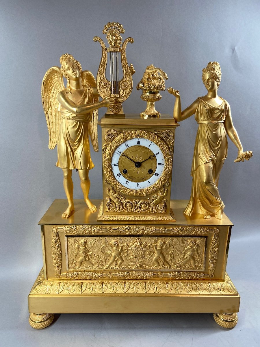 Magnificent Bronze Clock From The French Empire From 1810-photo-8