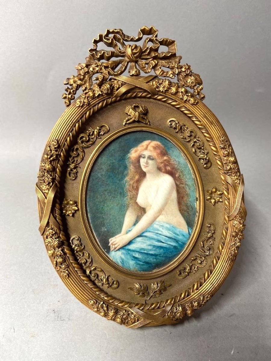 Peintures Miniatures Françaises : Edouard Bisson (1856-1939) En Bronze Doré - Une Paire-photo-2