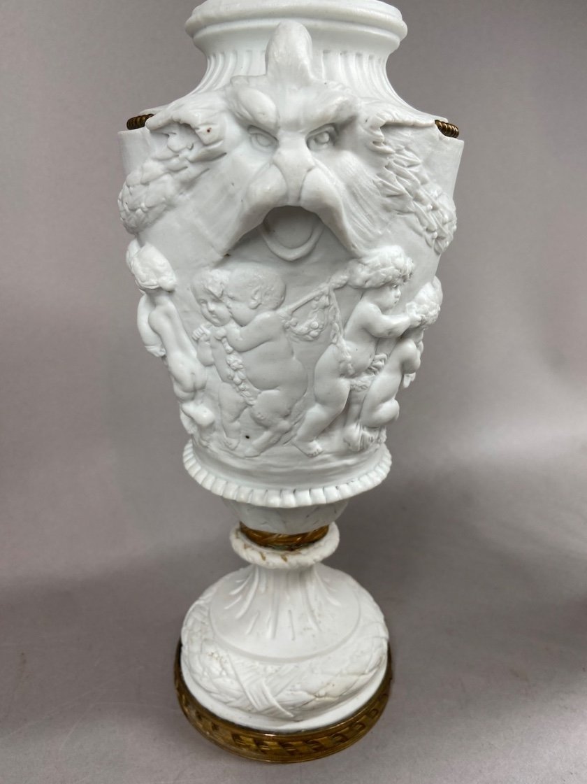 Exquisite Pairs Of 19th Century Sèvres Biscuit Vases - Casolettes By Clodion-photo-5