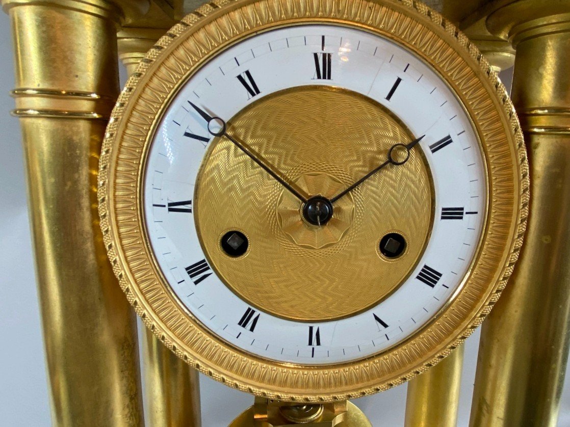 Splendid Fireplace Clock In Gold-gilded Bronze From The First Empire From The Early 19th Century-photo-3