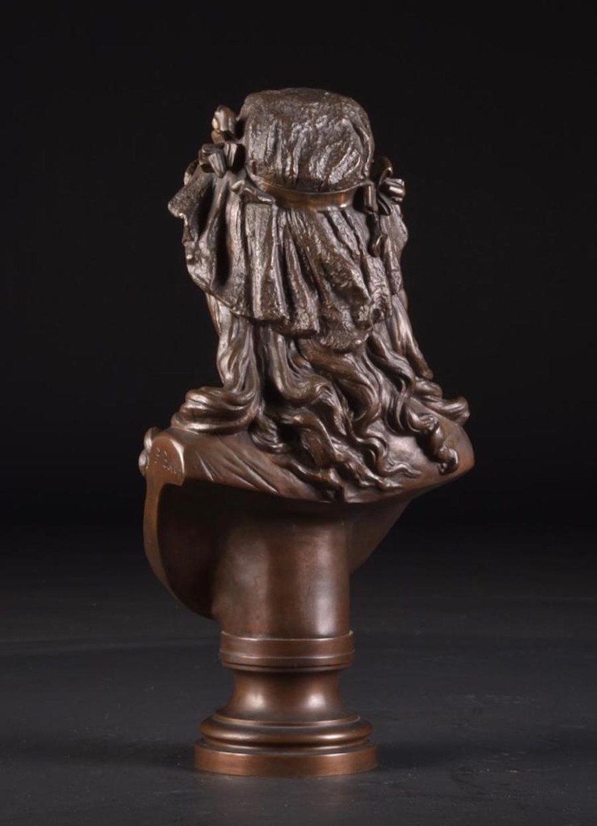 Buste Antique De Femme En Bronze Par Jean Jules Salmson Et P. Bauer, France, 1873-photo-1