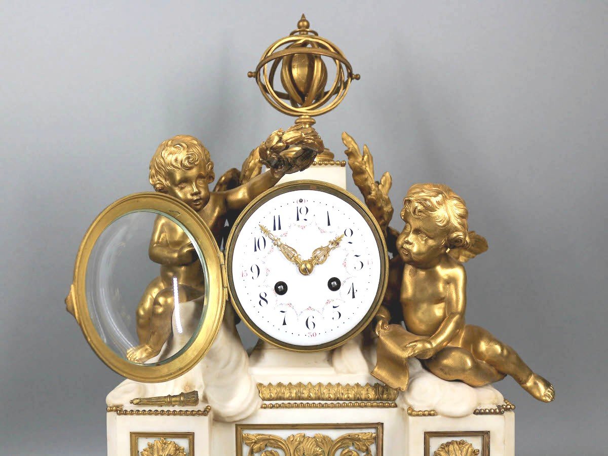 Louis XVI Gilt Bronze And Marble Table/mantle Clock, France, Circa 1860-photo-6