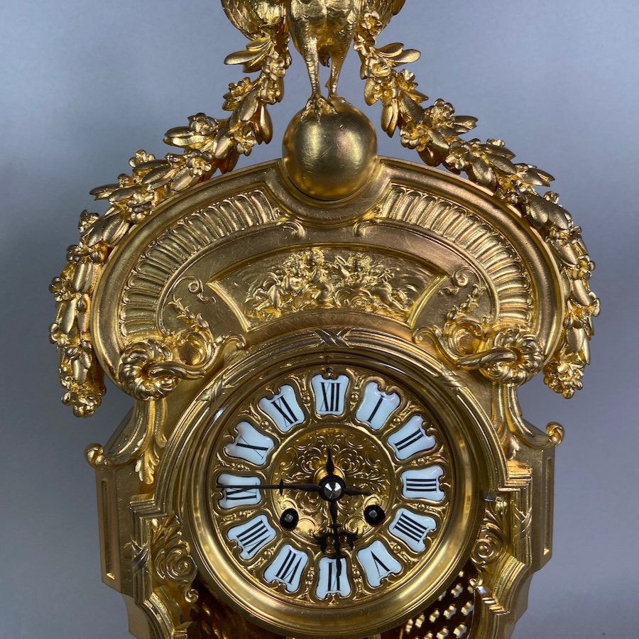 Horloge De Table/cheminée En Bronze Louis XVI Par F. Barbedienne (1860)-photo-4