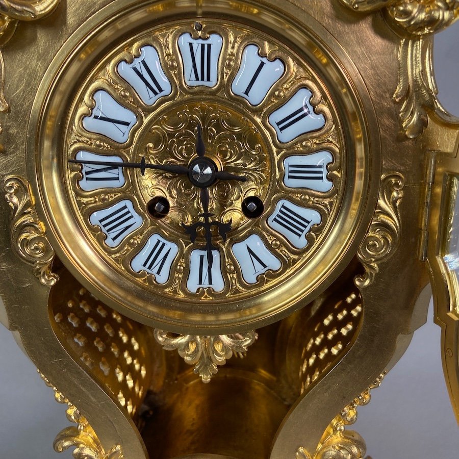 Horloge De Table/cheminée En Bronze Louis XVI Par F. Barbedienne (1860)-photo-7