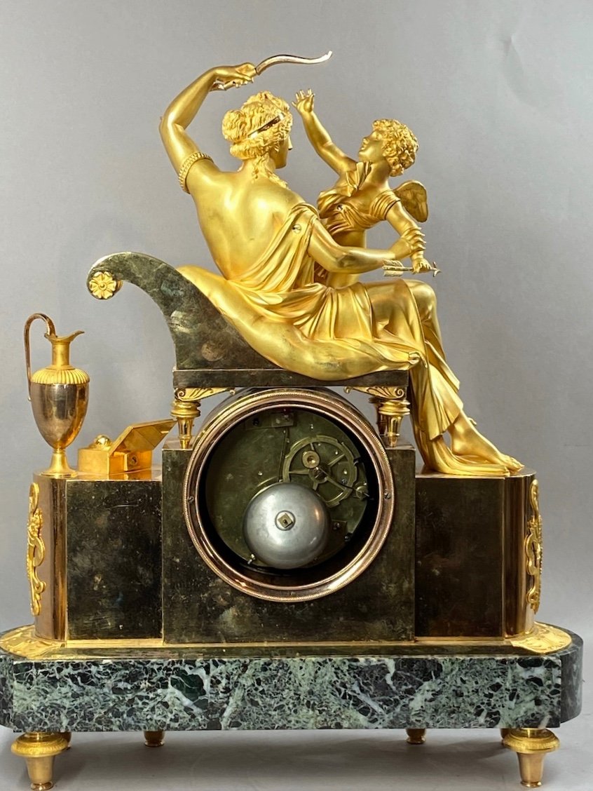 Early 19th Century French Empire Mantel Clock "venus Seizing Amor’s Bow"-photo-3