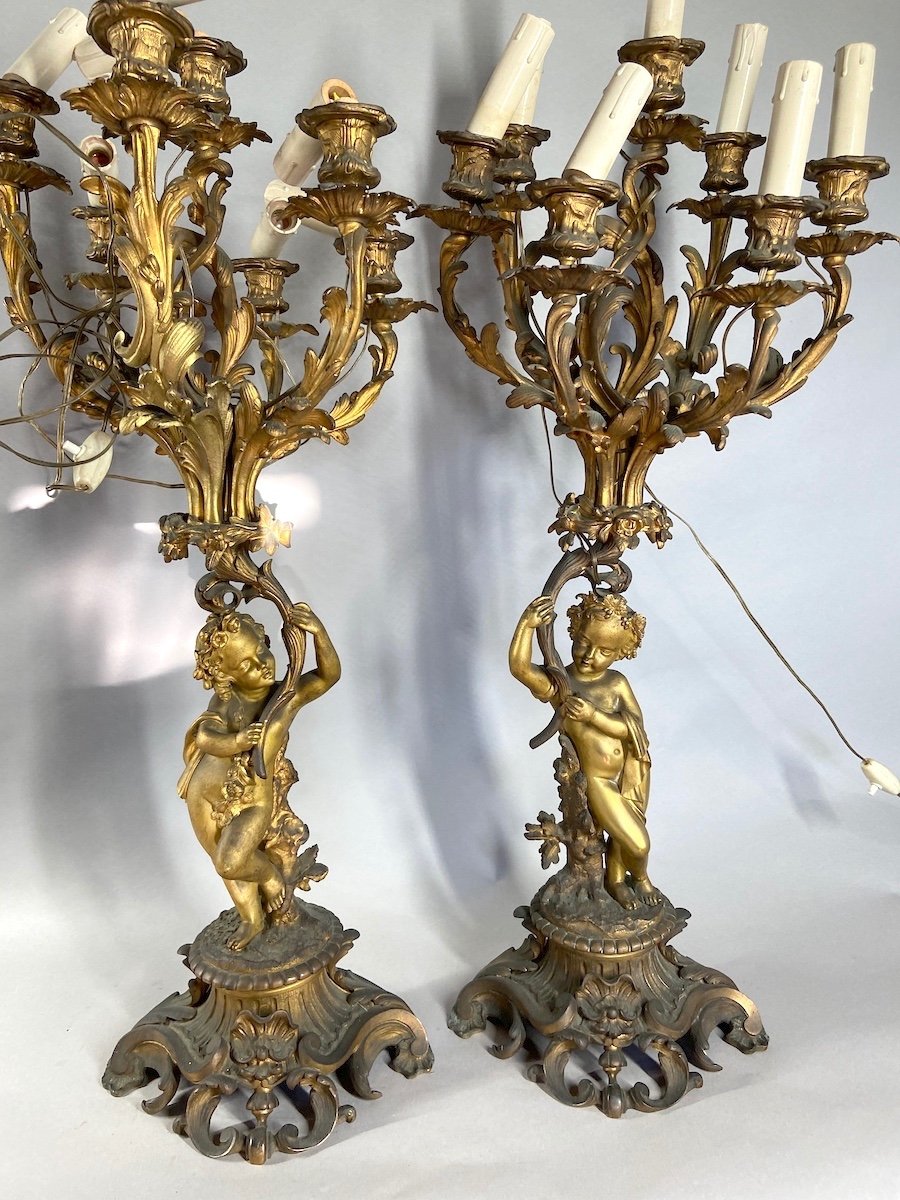 Magnificent Louis XV Clock In French Bronze 1840 With Two Candelabra-photo-7