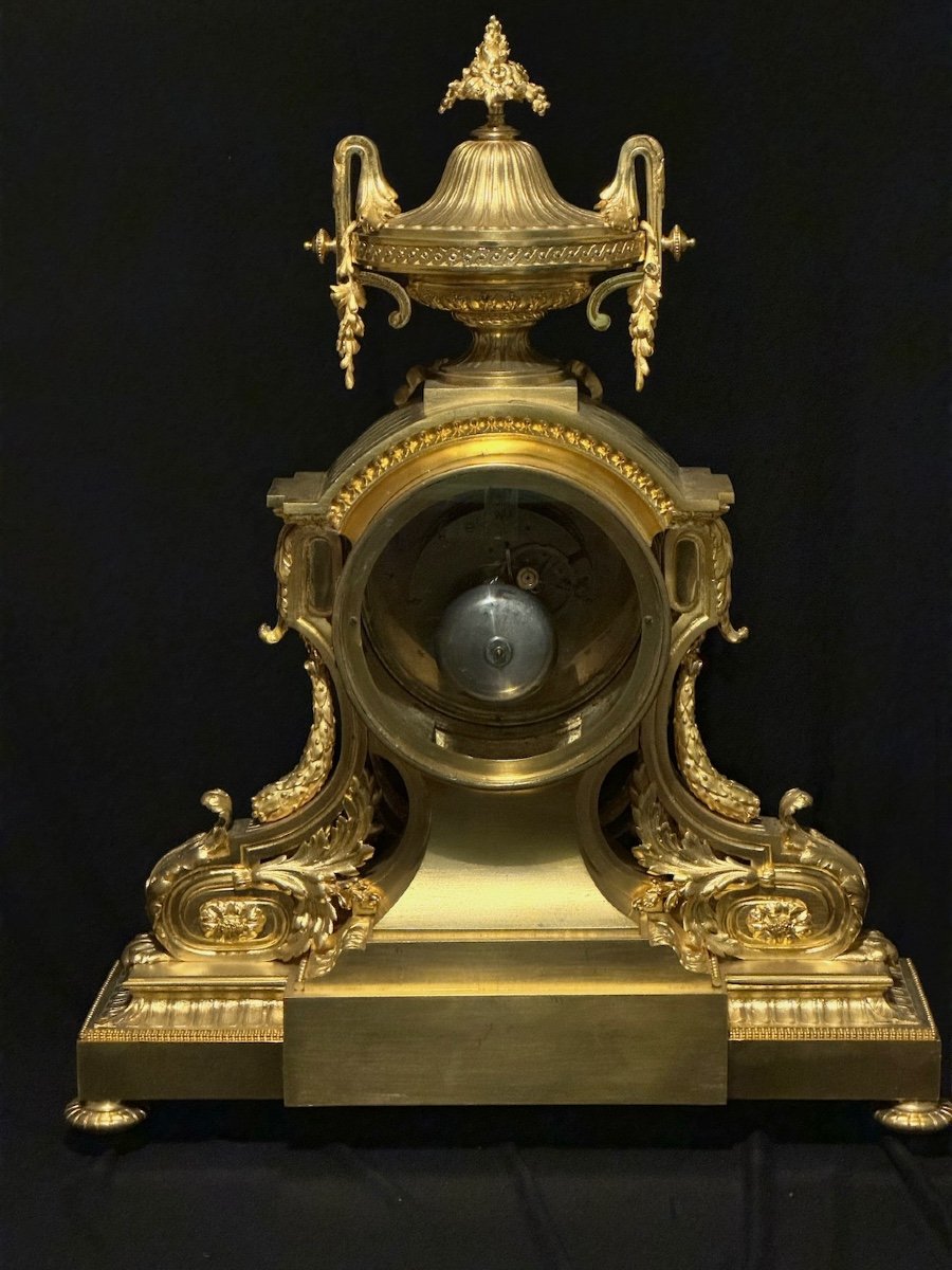 Exceptionnelle Pendule Napoléon III En Bronze Doré XIXème : Un Chef d'œuvre d'élégance-photo-3