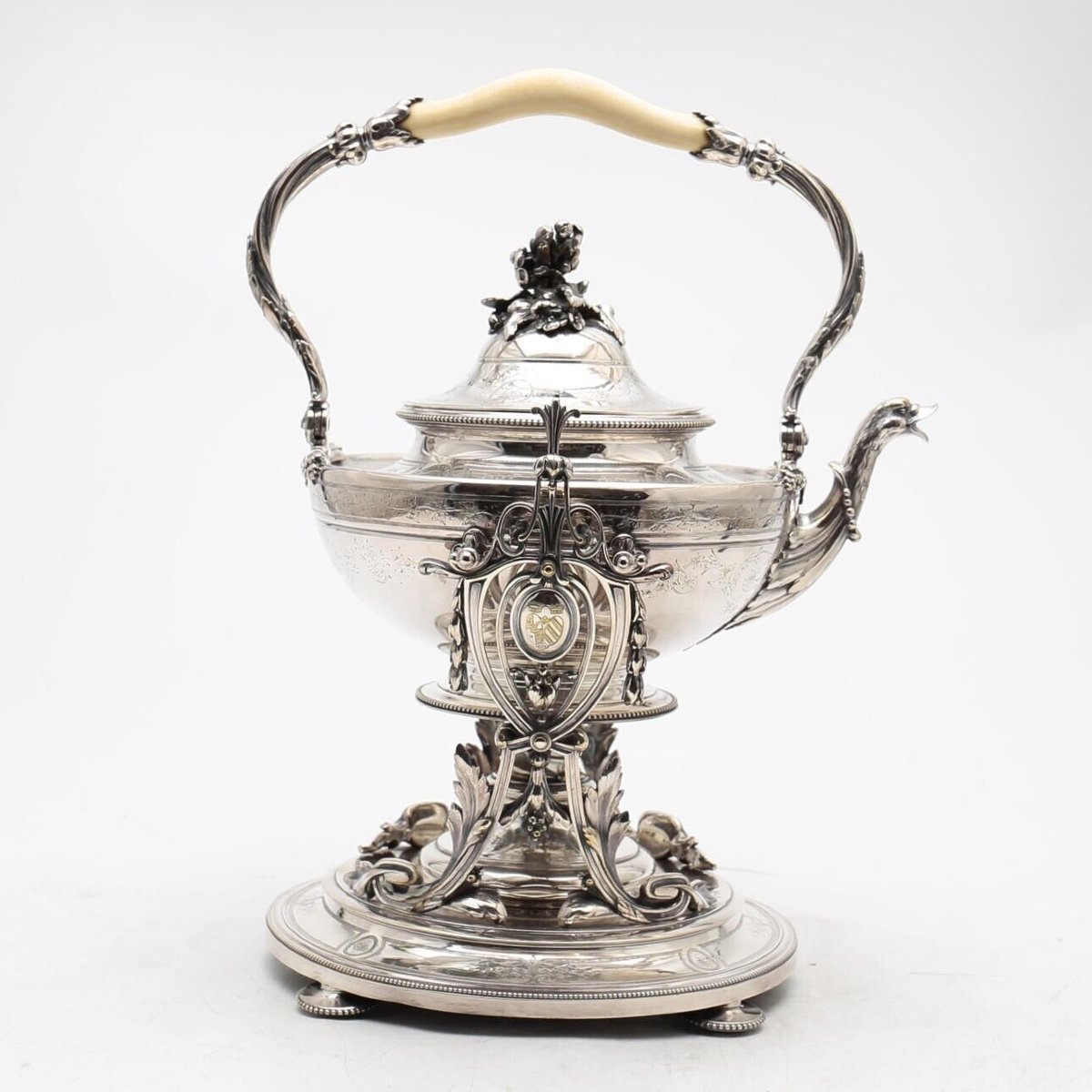 Ensemble Samovar Et Théière Plaqué Argent Christofle Du 19ème Ct Français - 4 Pièces Originales-photo-8